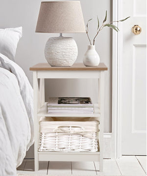End Table Set of 2 with 3-Tier Shelf – Farmhouse Nightstand