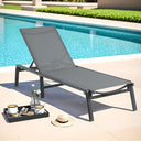 Folding Aluminum Outdoor Chaise Lounge Chair with 5-Position Adjustable Backrest