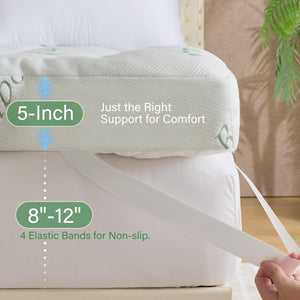 5-Inch Memory Foam Mattress Topper with Bamboo Viscose Cover