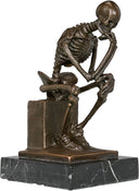 Bronze Skeleton Thinker Statue
