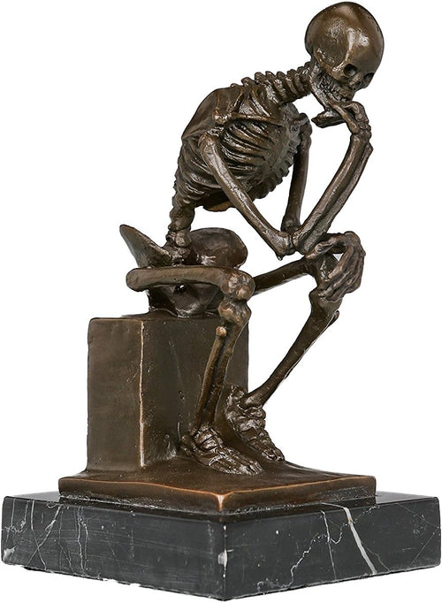 Bronze Skeleton Thinker Statue