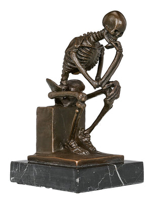 Bronze Skeleton Thinker Statue