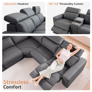 Electric Reclining Sectional Sofa with Console
