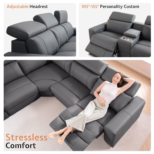 Electric Reclining Sectional Sofa with Console