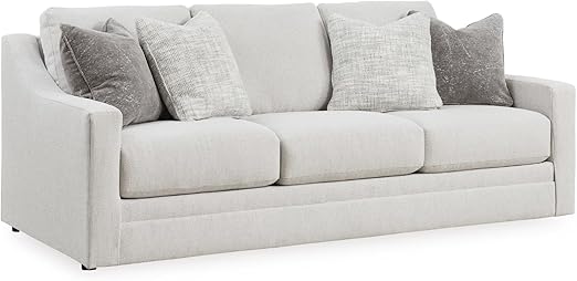 Contemporary Light Gray Loveseat with Accent Pillows