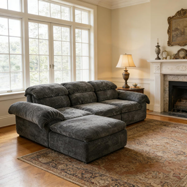 L-Shaped Modular Sectional Sofa with Deep Seat