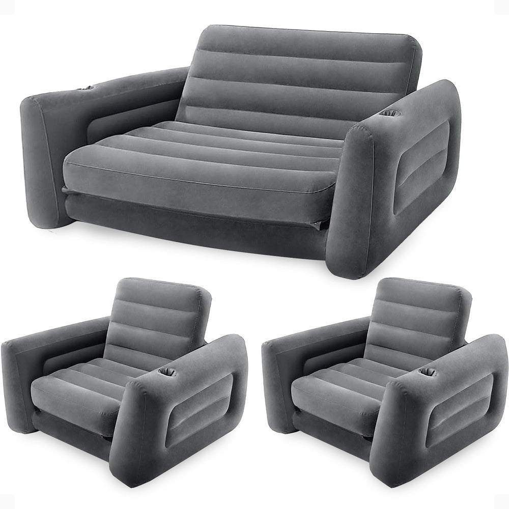 Inflatable Furniture Set – Pull-Out Sofa Bed & 2 Sleeper Chairs