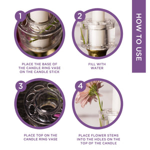 Candle Ring Vases for Taper Candles with Flower Frog Holes