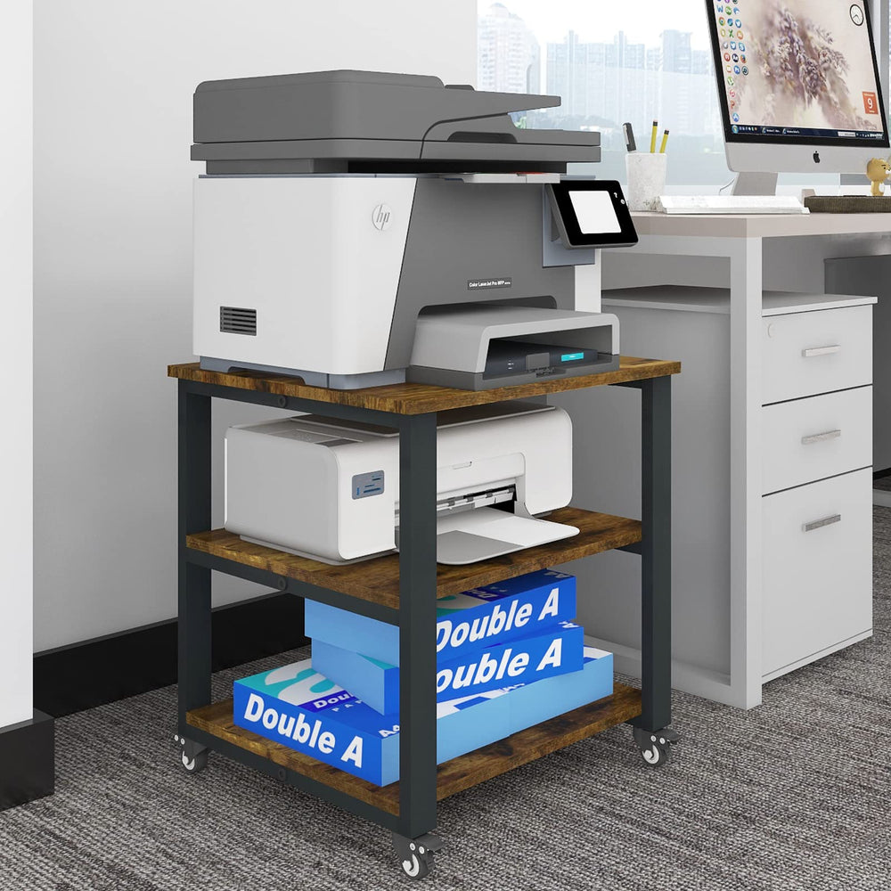 3-Tier Rolling Printer Cart with Storage