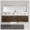 84-Inch Wall Mount Double Sink Bathroom Vanity with Acrylic Top