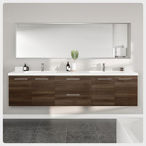 84-Inch Wall Mount Double Sink Bathroom Vanity with Acrylic Top