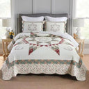 Floral Patchwork Cotton Quilt Set – 3-Piece Reversible Bedding Coverlet