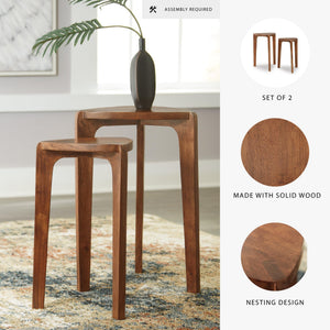 Nesting Accent Table Set of 2 – Solid Wood, Medium Brown