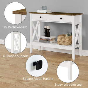 Console Table with 2 Drawers and Storage Shelf