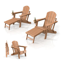 Folding Adirondack Chair Set with Hidden Ottoman