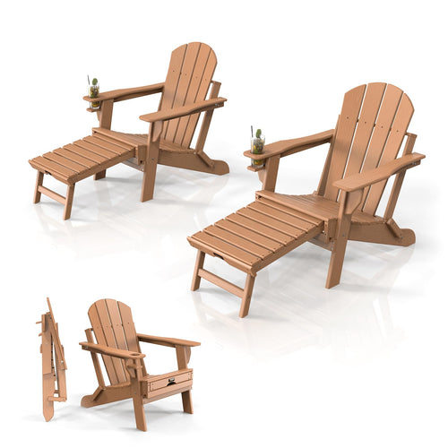 Folding Adirondack Chair Set with Hidden Ottoman
