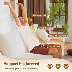 3-Seater Boneless Cloud Sofa with Corduroy Cover – Beige