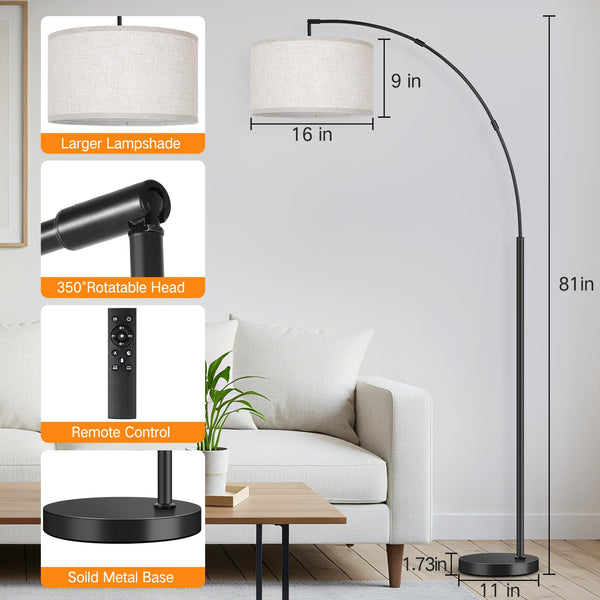 81" Arc Floor Lamp with Remote Control & Foot Switch