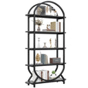 5-Tier Arched Bookshelf with Metal Frame