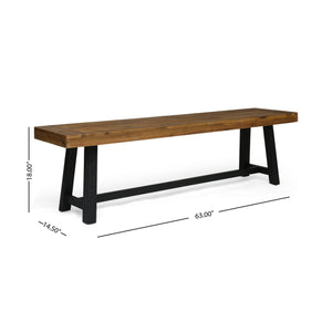 Outdoor Acacia Wood Bench – Sandblast Teak & Black