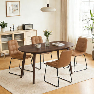 63" Oval Dining Table for 4–6 – Mid-Century Modern with Solid Wood Legs