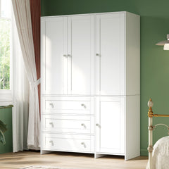 Armoire Wardrobe Closet with Mirror & Drawers – 71" 4-Door Bedroom Storage Cabinet
