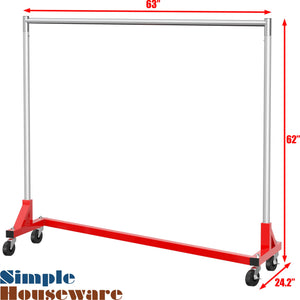 Industrial Z-Base Garment Rack, 500 lb Capacity, 63" Bar