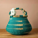 Handwoven Bolga Pot Basket with Handle – 16 Inch Wide Storage Basket
