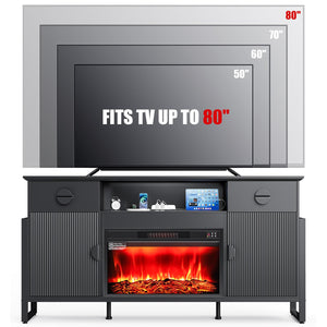 Fireplace TV Stand with Power Outlet & Storage Drawers
