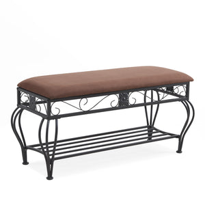 Entryway Shoe Bench with Padded Cushion Metal Frame