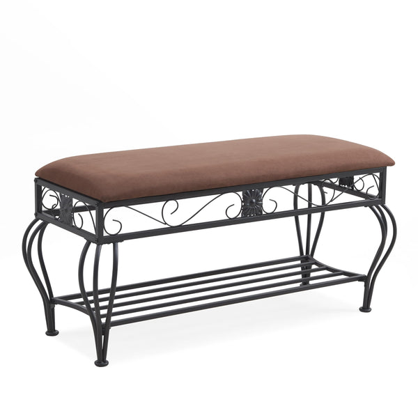 Entryway Shoe Bench with Padded Cushion Metal Frame