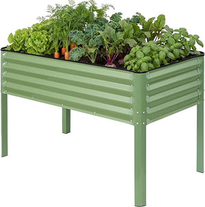 Elevated Raised Garden Bed with Wheels & Storage Shelf