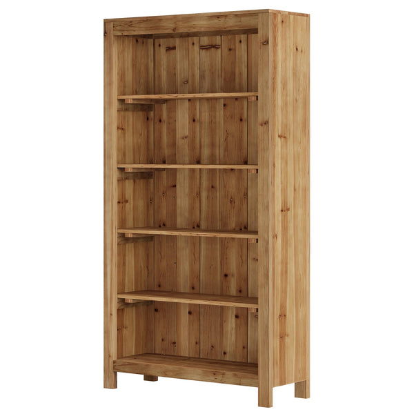 5-Tier Solid Wood Bookcase with Display Shelves