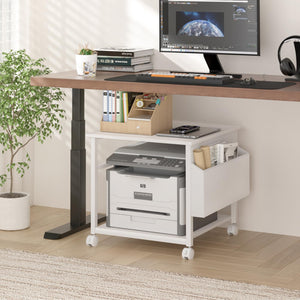Rolling Printer Stand with Storage Shelf & Lockable Wheels