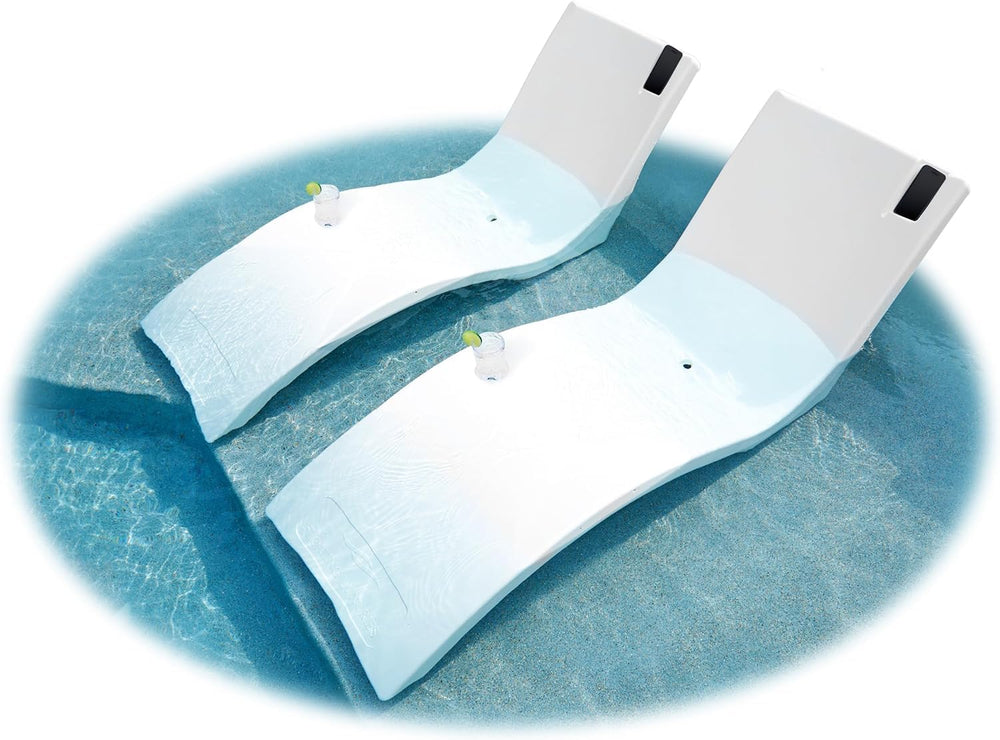 In-Pool Chaise Lounge Chairs for Tanning Shelf – Set of 2, White