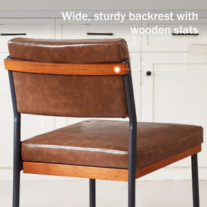 Upholstered Faux Leather Dining Chairs with Metal Legs