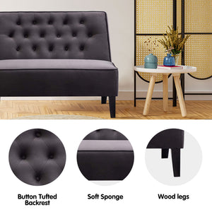 Button Tufted Loveseat Settee – 2-Seat Upholstered Sofa Bench