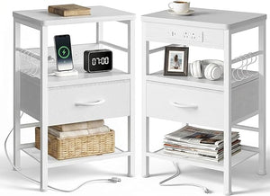 Nightstands Set of 2 with Charging Station