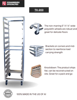 Commercial Aluminum Bun Pan Rack – 20 Tier Speed Rack with Plate Casters