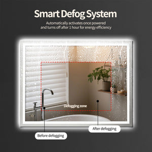 LED Bathroom Vanity Mirror with Lights, Anti-Fog, Dimmable, Hand Wave, Tempered Glass