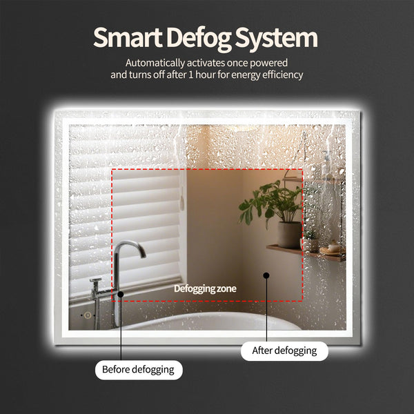 LED Bathroom Vanity Mirror with Lights, Anti-Fog, Dimmable, Hand Wave, Tempered Glass