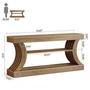 70.9" Farmhouse Console Table with 3-Tier Storage