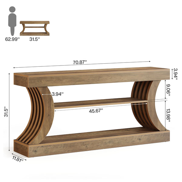 70.9" Farmhouse Console Table with 3-Tier Storage
