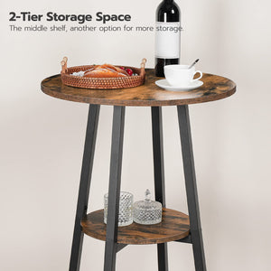 3-Piece Industrial Bar Table & Stools Set — Round Pub Table with 2 Bar Chairs
