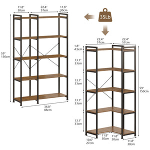 5-Tier Deformable Corner Bookshelf