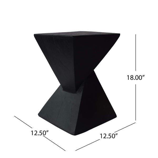Twisted Hourglass Concrete Accent Table – Indoor Outdoor Side Table