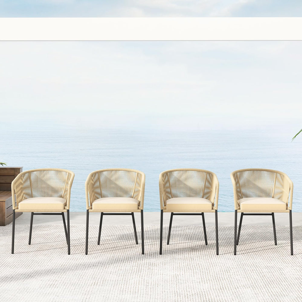 Patio Dining Chairs Set of 4 with Cushions & Armrests