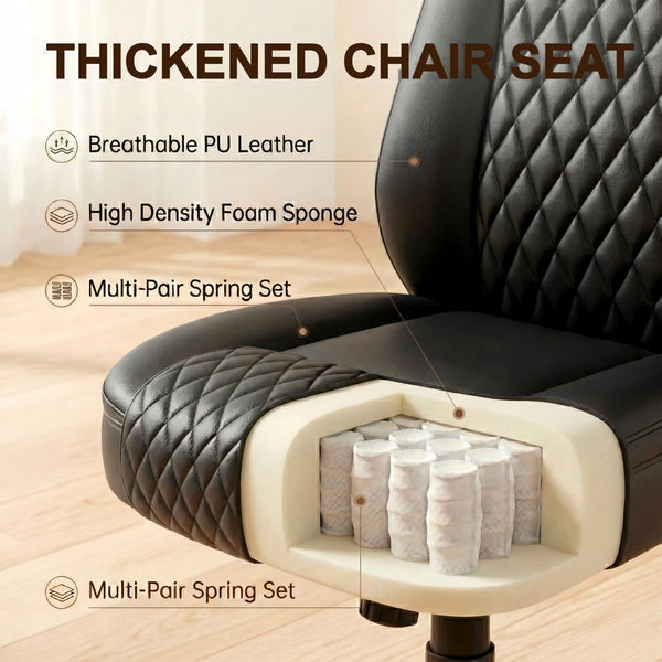 Ergonomic Leather Office Chair with Flip-Up Arms & Lumbar Support