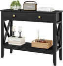 Console Table with 2 Drawers and Storage Shelf