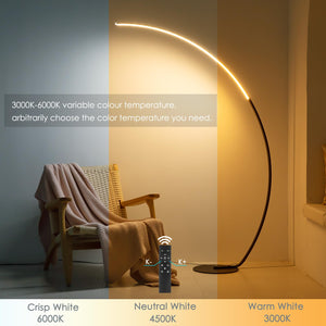 Arc Floor Lamp with Remote Control – Dimmable LED Standing Lamp